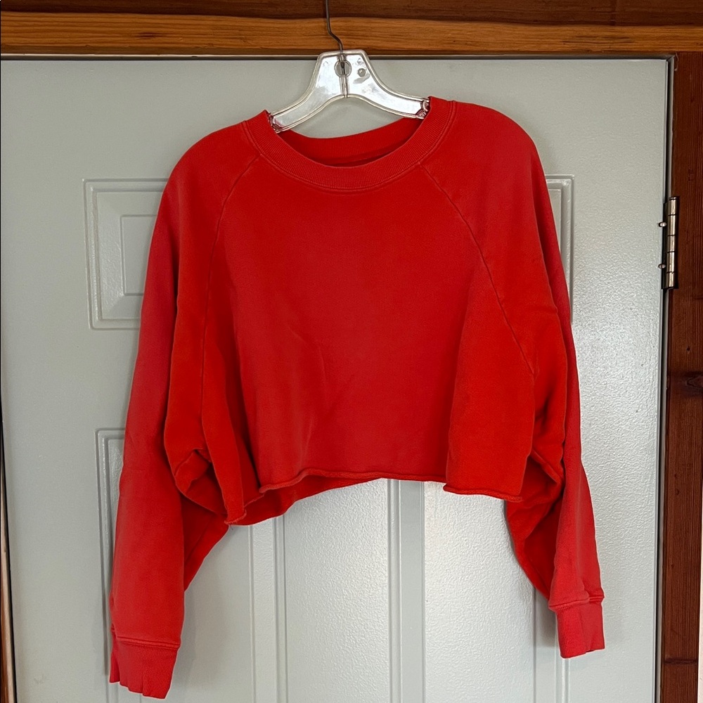 ALO Yoga Cherry Red Cropped Sweatshirt